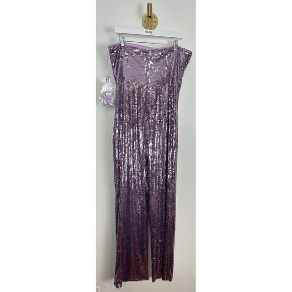 DRESS THE POPULATION Andy Sequin Strapless Jumpsuit in Lavender Multi Size Large - Picture 9 of 10